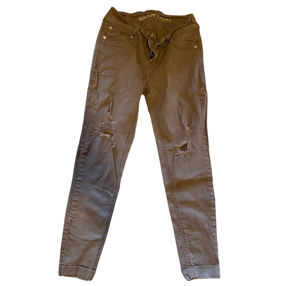Mauve/Tan Distressed Skinny Jeans
